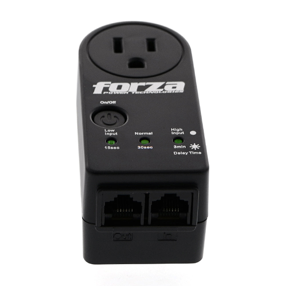 Forza Protector de Voltaje 120V con 2 Salidas de Línea de Datos | Negro