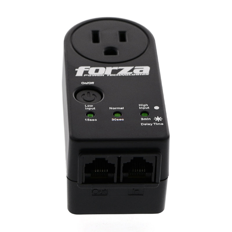 Forza Protector de Voltaje 120V con 2 Salidas de Línea de Datos | Negro