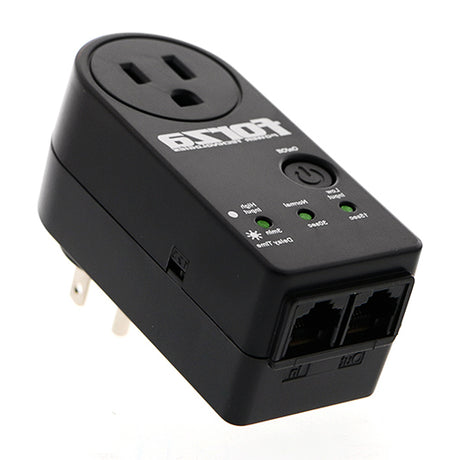 Forza Protector de Voltaje 120V con 2 Salidas de Línea de Datos | Negro