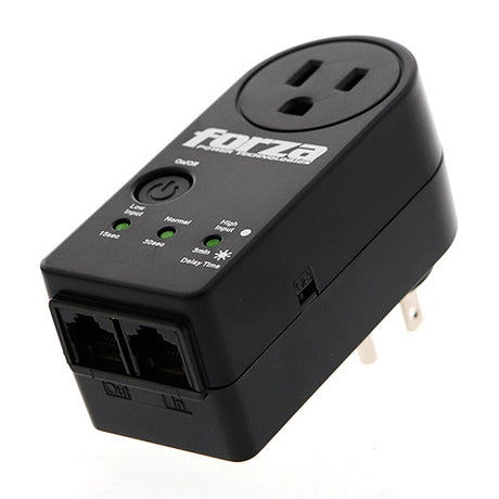 Forza Protector de Voltaje 120V con 2 Salidas de Línea de Datos | Negro