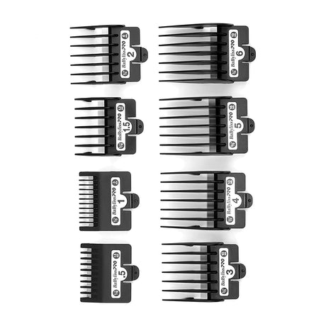 BaBylissPRO Kit de 8 Peines Guía de 1/16" a 3/4" | Negro
