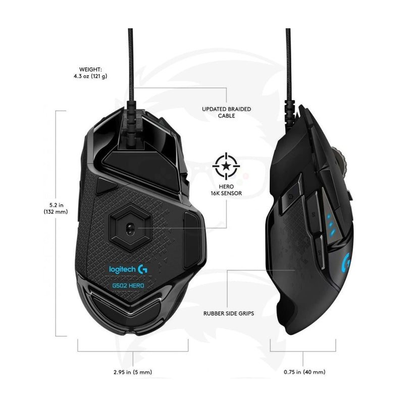 Logitech G502 Hero Mouse Gaming de Cable | RGB | 16000 DPI | Negro