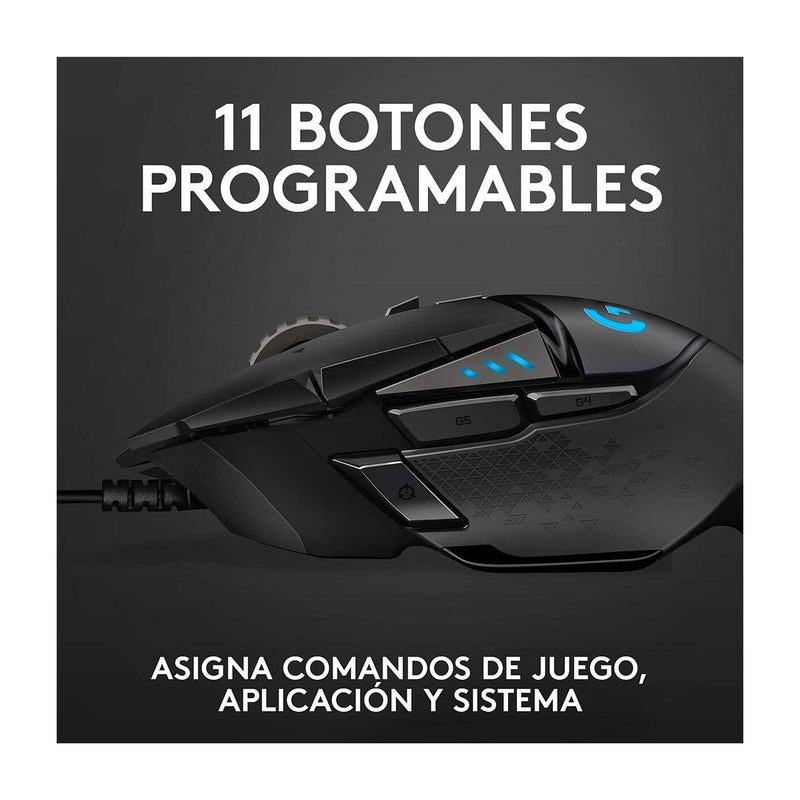 Logitech G502 HERO Mouse Gaming de Cable | RGB | Memoria Integrada | 16,000 DPI | Negro