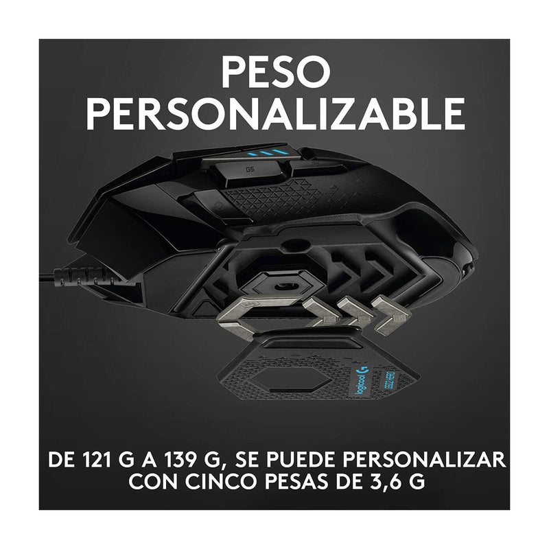 Logitech G502 HERO Mouse Gaming de Cable | RGB | Memoria Integrada | 16,000 DPI | Negro