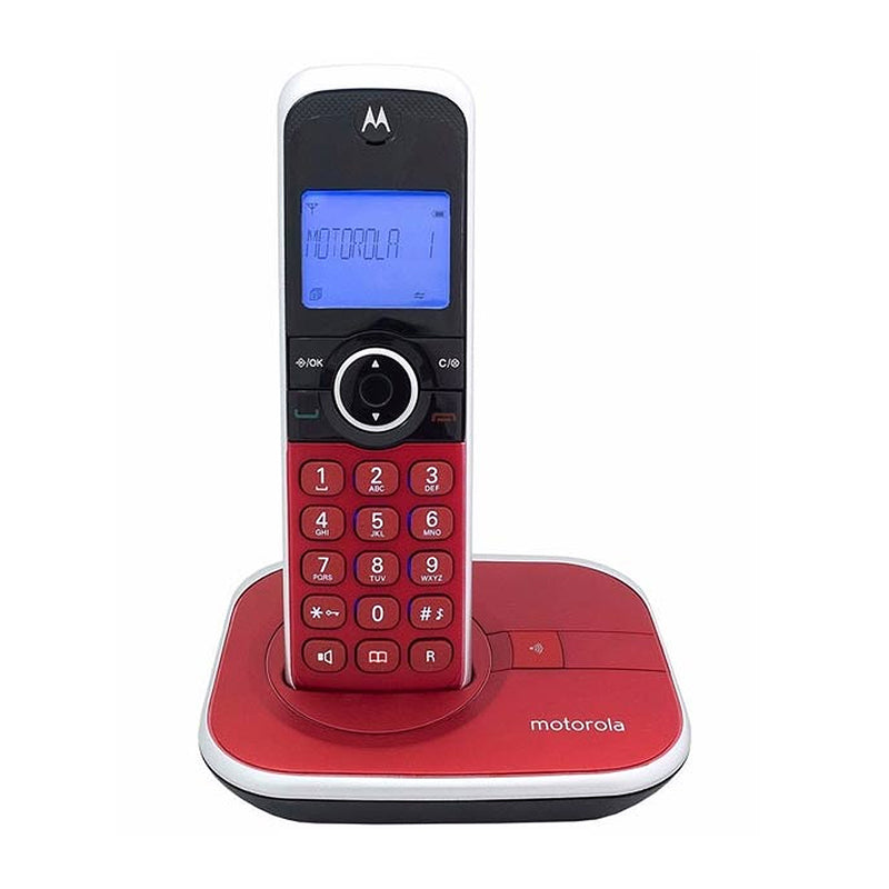 Motorola Teléfono Inalámbrico de Mesa | Altavoz | Caller ID | 1 Línea | Rojo