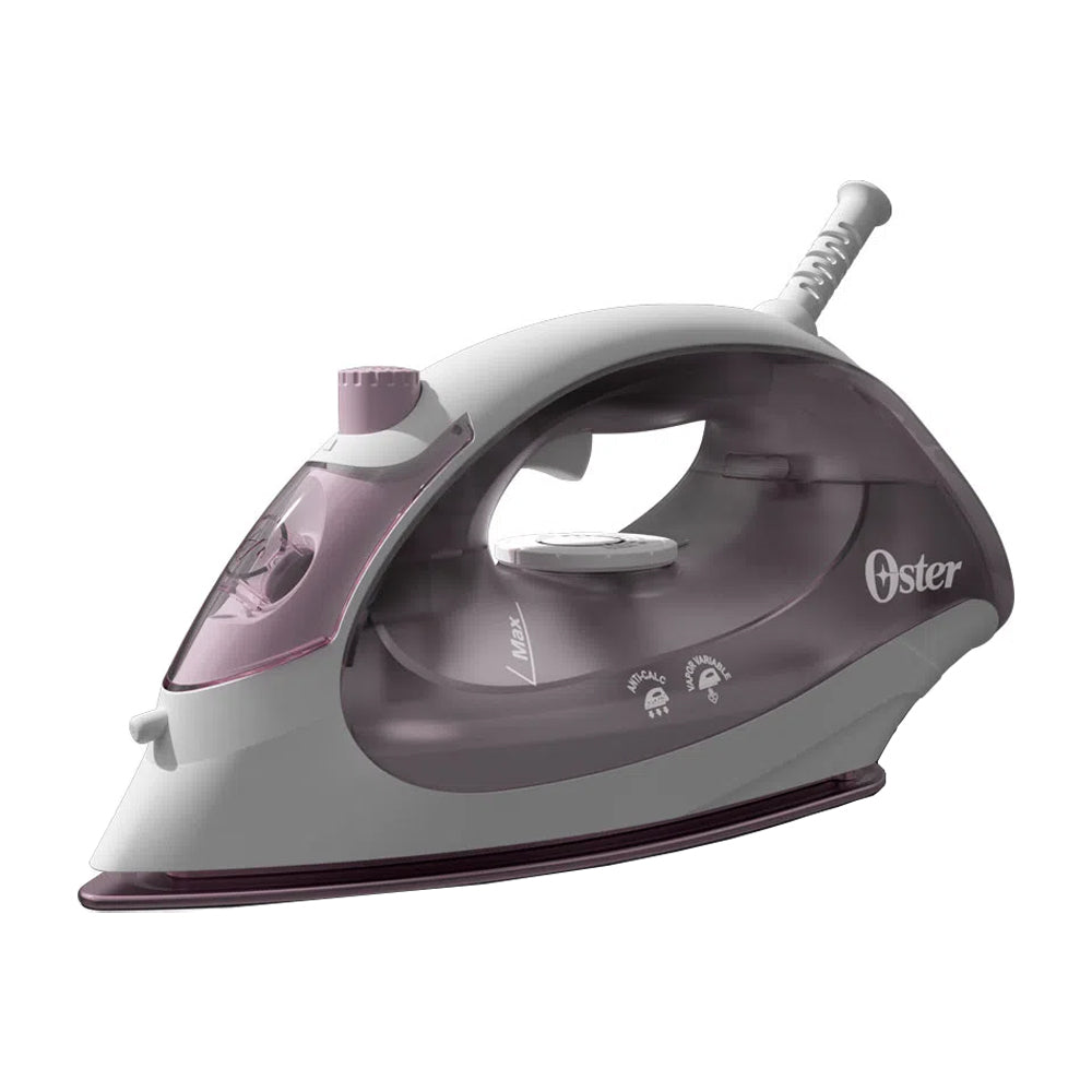 Oster GCSTBS5003 Plancha de Ropa a Vapor | 20% Mas Cobertura | Antiadherente | Sistema Anti-Calcificación | Morado Blanco