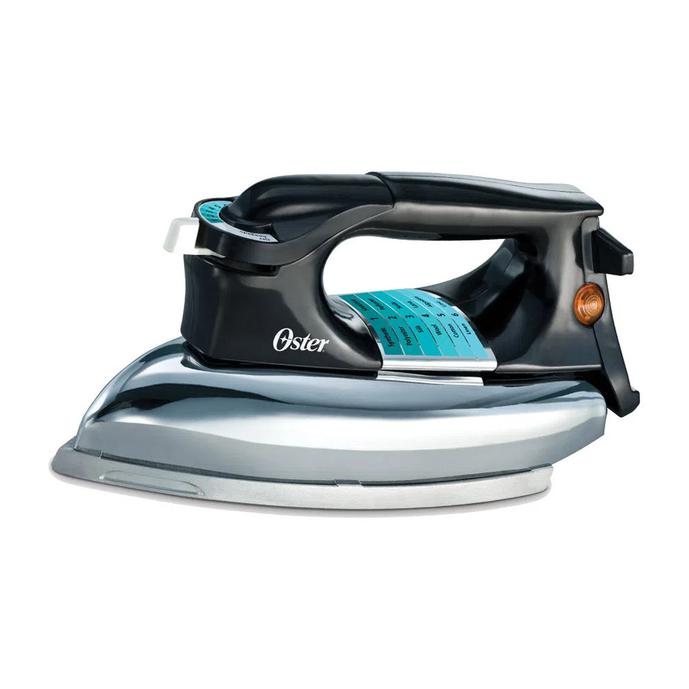 Oster GCSTBV4119 Plancha Seca de Ropa | Aluminio Pulido | Pesada | Negro Plateado