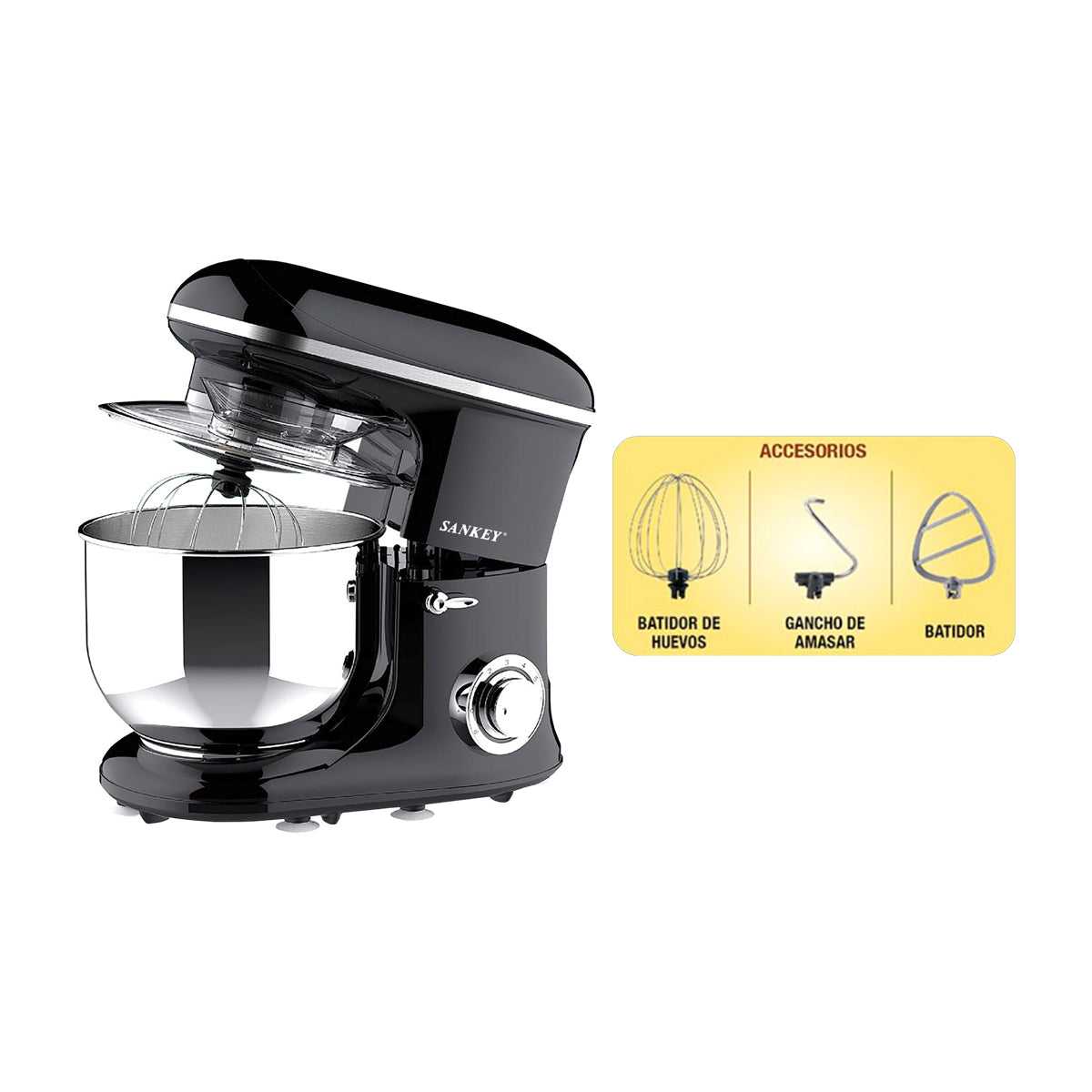 Sankey Batidora de Pedestal de 6 Velocidades | 5.5L | 1200W | Negro