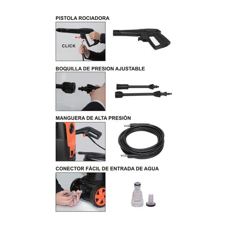 Sankey Hidrolavadora Portátil de 1600PSI | 1400W | 5.5L/Min | 5m de Manguera