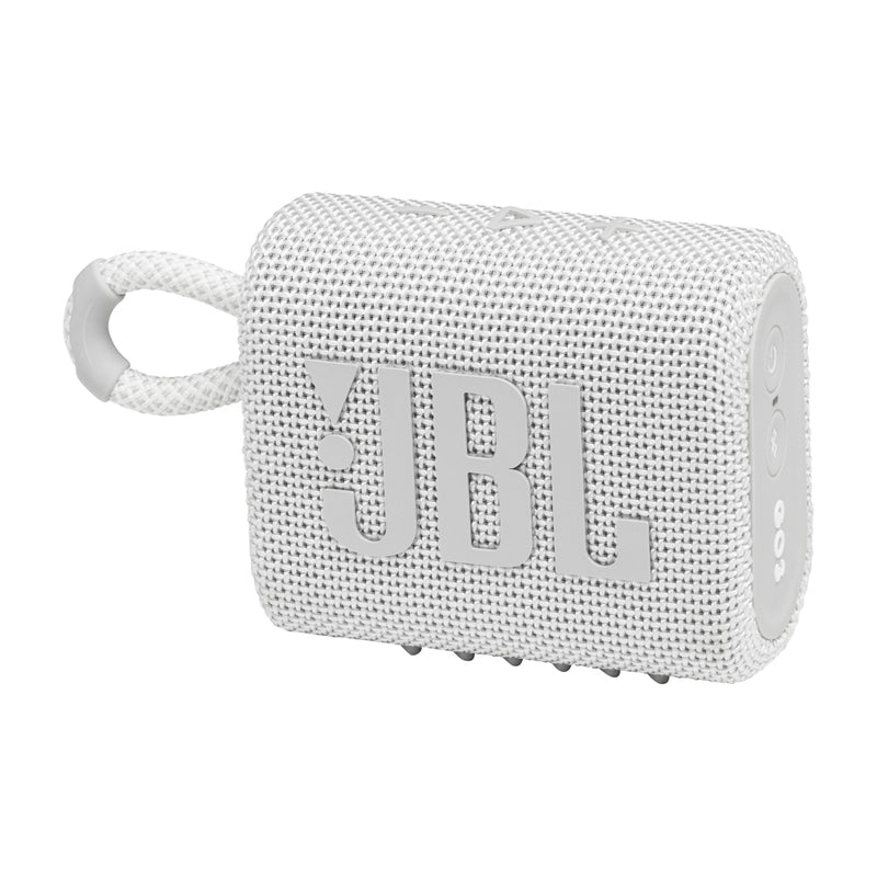 JBL GO 3 Bocina Portátil Bluetooth Waterproof | JBL Pro Sound | 5H | IP67 | Blanco