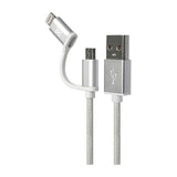 Klip Xtreme Cable de Carga 2 en 1 | Lightning | Micro USB | Plateado