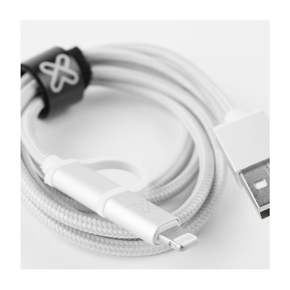 Klip Xtreme Cable de Carga 2 en 1 | Lightning | Micro USB | Plateado