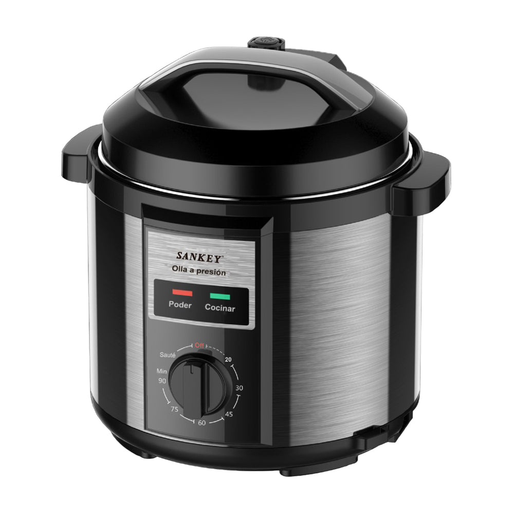 Sankey Olla de Presión Eléctrica de 6L | Temporizador | Bloqueo de Válvulas | Interior Antiadherente