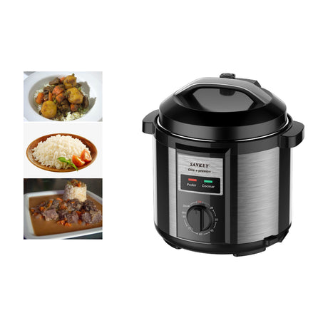 Sankey Olla de Presión Eléctrica de 6L | Temporizador | Bloqueo de Válvulas | Interior Antiadherente
