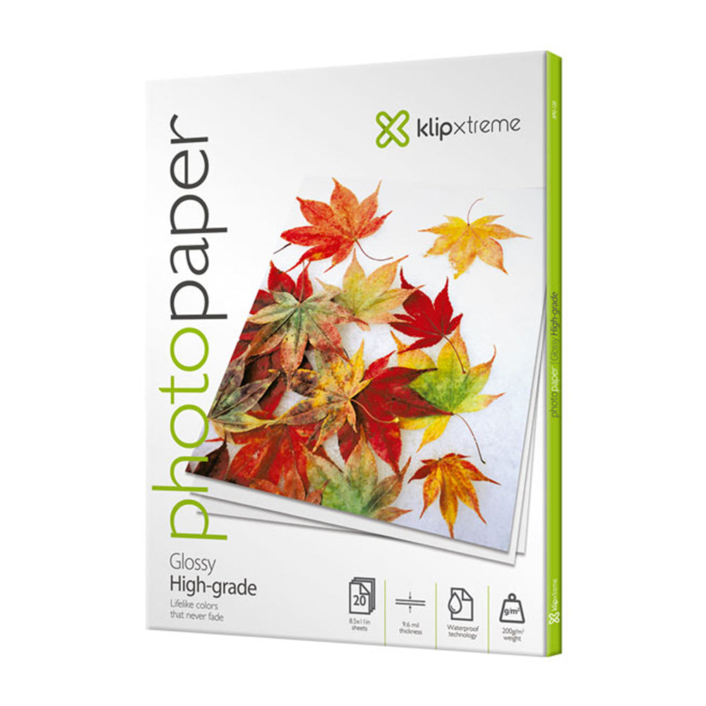 Klip Xtreme Papel Fotográfico Glossy High-Grade | 8.5" x 11" | 20 Hojas
