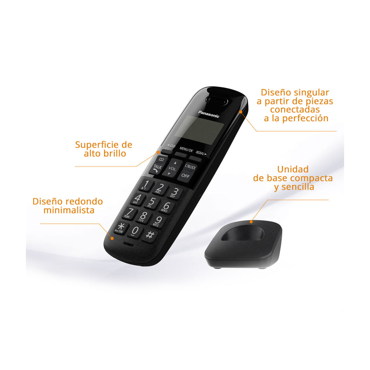 Panasonic Teléfono Inalámbrico de Mesa | Caller ID | 1 Línea | 1 Auricular | Negro Blanco