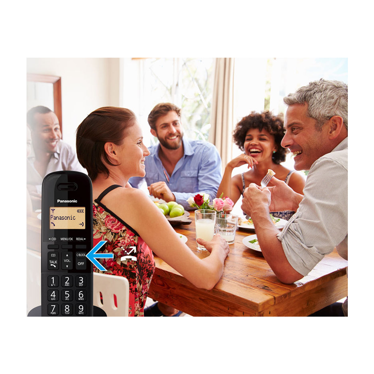 Panasonic Teléfono Inalámbrico de Mesa | Caller ID | 1 Línea | 1 Auricular | Negro Blanco