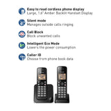 Panasonic Teléfono Inalámbrico de Mesa | Altavoz | Caller ID | 1 Línea | 2 Auriculares | Modo Respaldo | Negro