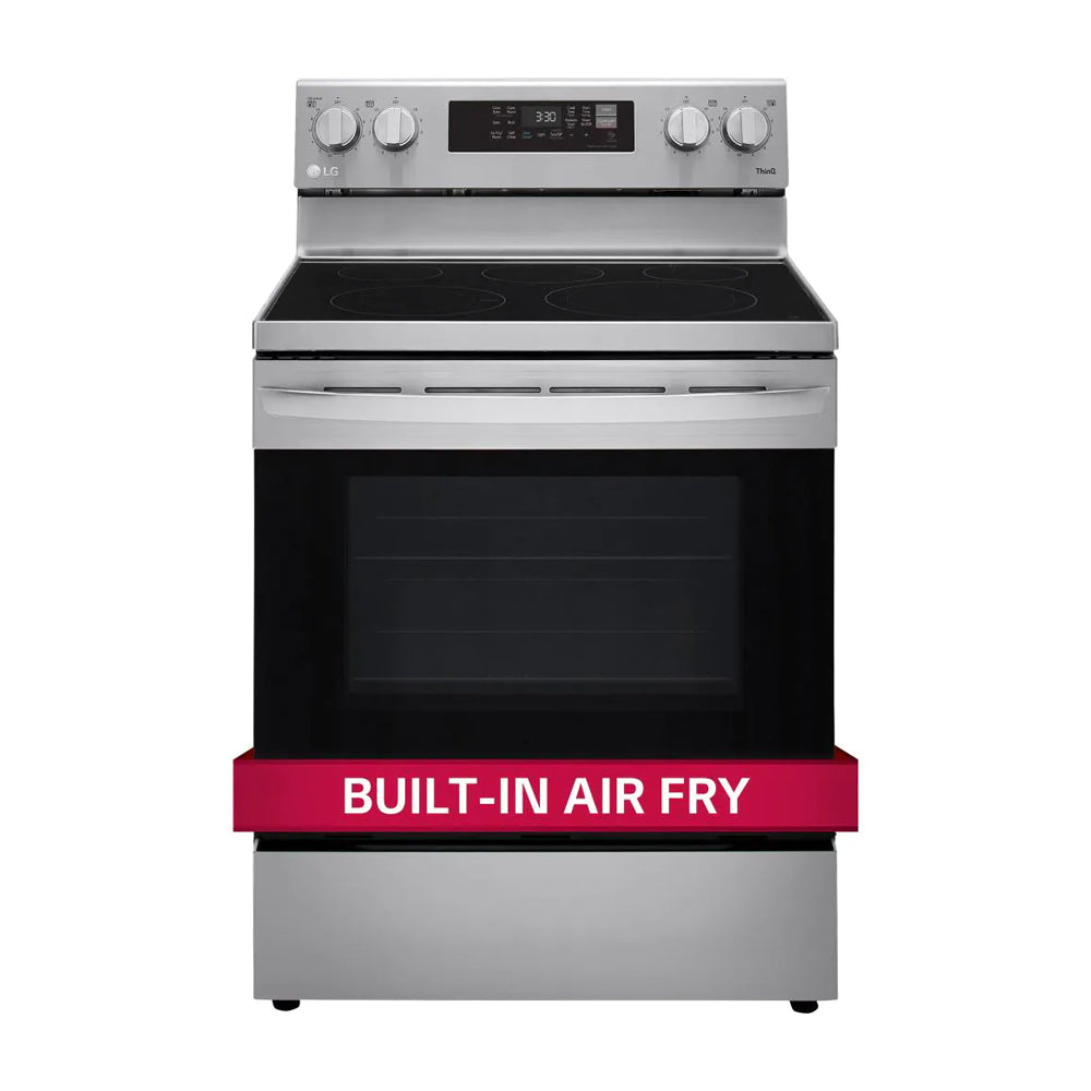 LG Estufa Eléctrica de Acero Inoxidable | 2-en-1 | Smart WiFi ThinQ | 6.3p3 | Air Fryer | Convección | Panel Digital | 30" | 5 Quemadores | Plateado