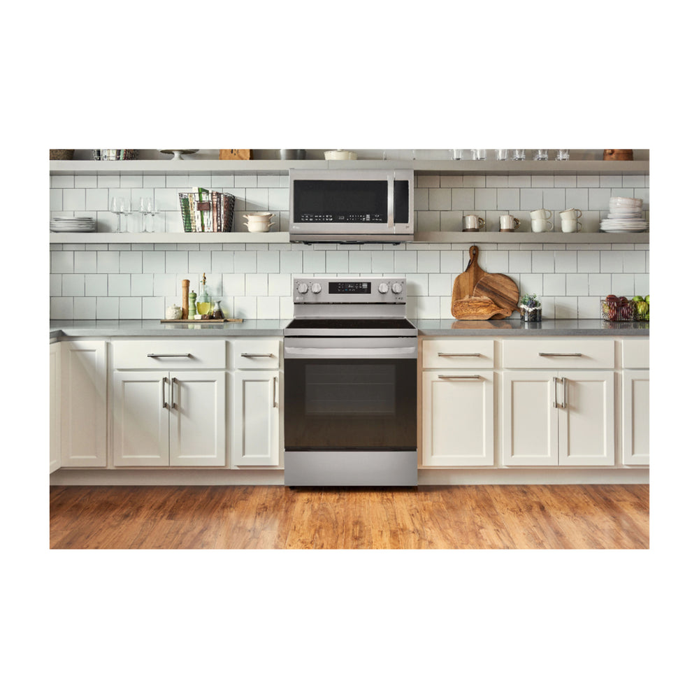 LG Estufa Eléctrica de Acero Inoxidable | 2-en-1 | Smart WiFi ThinQ | 6.3p3 | Air Fryer | Convección | Panel Digital | 30" | 5 Quemadores | Plateado