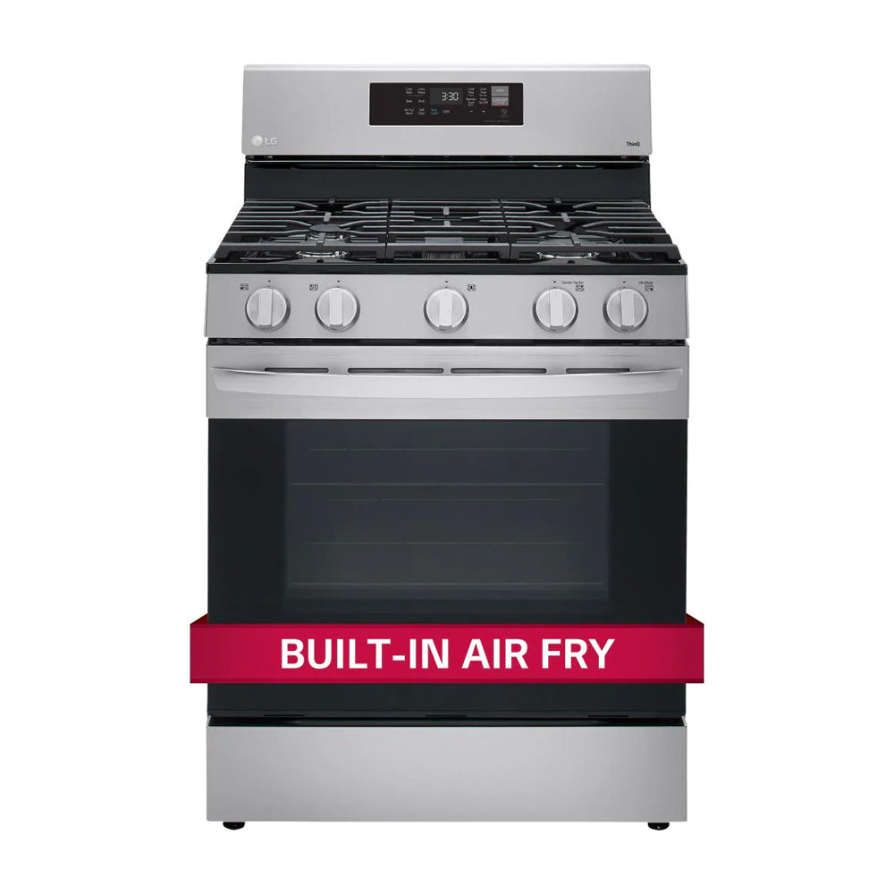 LG Estufa a Gas de Acero Inoxidable | Smart WiFi ThinQ | 5.8p3 | Ultra Heat | Air Fryer | Convección | Panel Digital | 30" | 5 Quemadores
