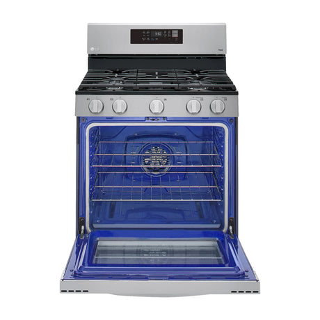 LG Estufa a Gas de Acero Inoxidable | Smart WiFi ThinQ | 5.8p3 | Ultra Heat | Air Fryer | Convección | Panel Digital | 30" | 5 Quemadores
