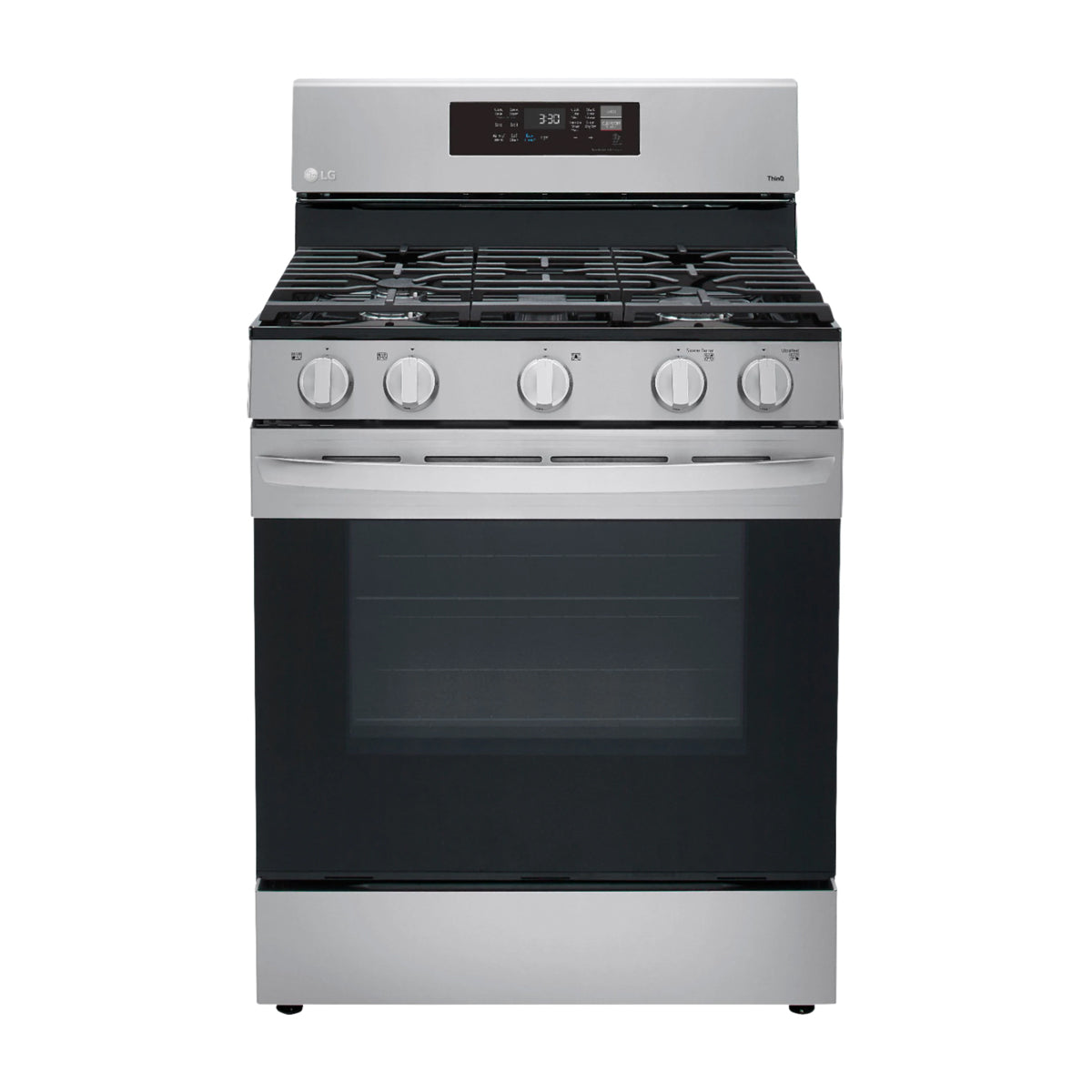LG Estufa a Gas de Acero Inoxidable | Smart WiFi ThinQ | 5.8p3 | Ultra Heat | Air Fryer | Convección | Panel Digital | 30" | 5 Quemadores