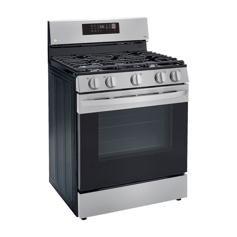 LG Estufa a Gas de Acero Inoxidable | Smart WiFi ThinQ | 5.8p3 | Ultra Heat | Air Fryer | Convección | Panel Digital | 30" | 5 Quemadores
