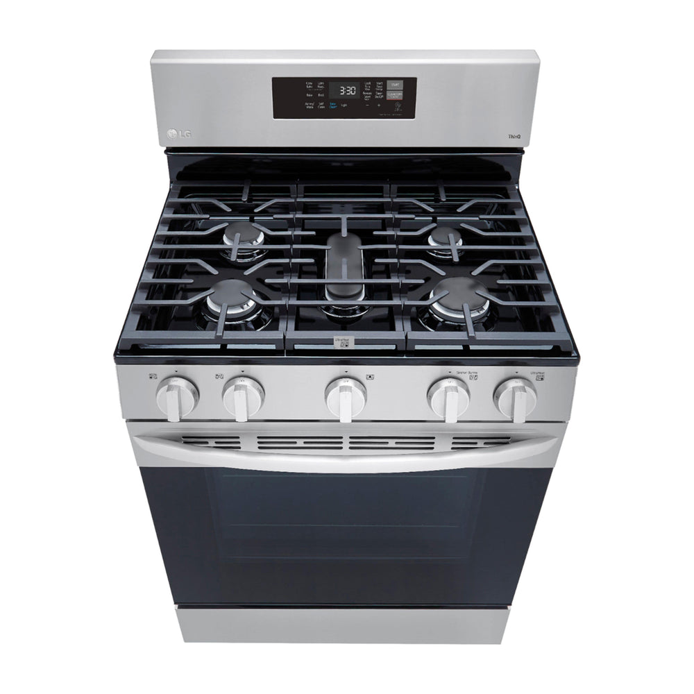 LG Estufa a Gas de Acero Inoxidable | Smart WiFi ThinQ | 5.8p3 | Ultra Heat | Air Fryer | Convección | Panel Digital | 30" | 5 Quemadores