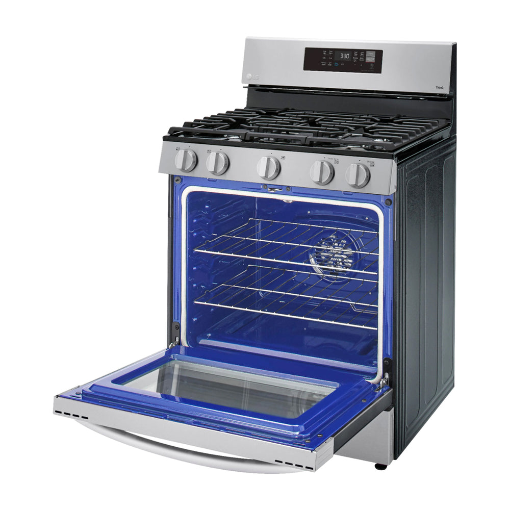 LG Estufa a Gas de Acero Inoxidable | Smart WiFi ThinQ | 5.8p3 | Ultra Heat | Air Fryer | Convección | Panel Digital | 30" | 5 Quemadores