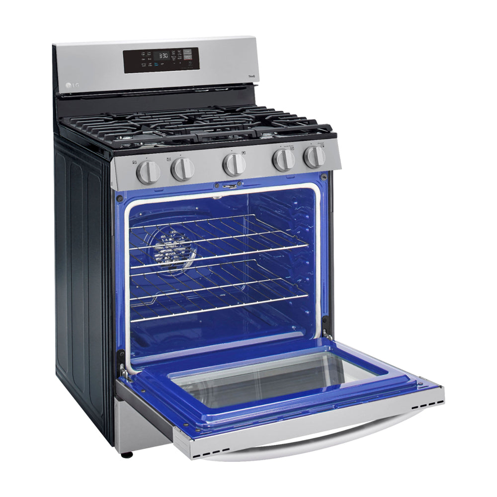 LG Estufa a Gas de Acero Inoxidable | Smart WiFi ThinQ | 5.8p3 | Ultra Heat | Air Fryer | Convección | Panel Digital | 30" | 5 Quemadores