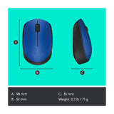 Logitech M170 Mouse Inalámbrico | Azul Negro