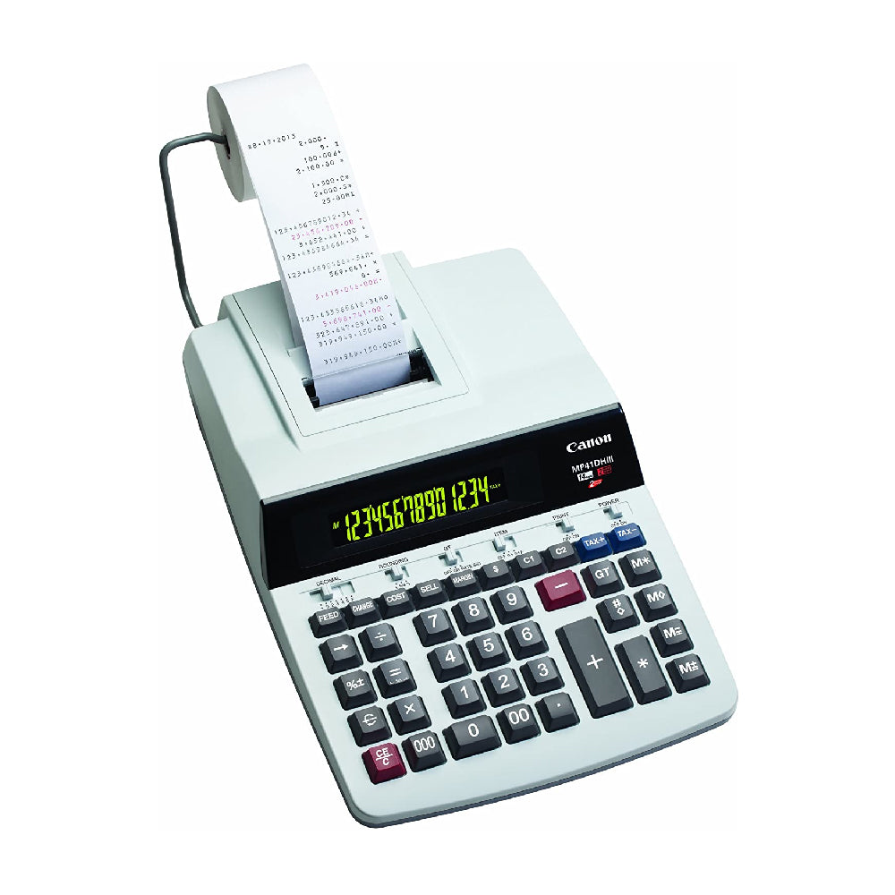 Canon Maquina Sumadora de 14 Dígitos | LCD Retroiluminado | Reloj y Calendario | Impresión en Negro / Rojo