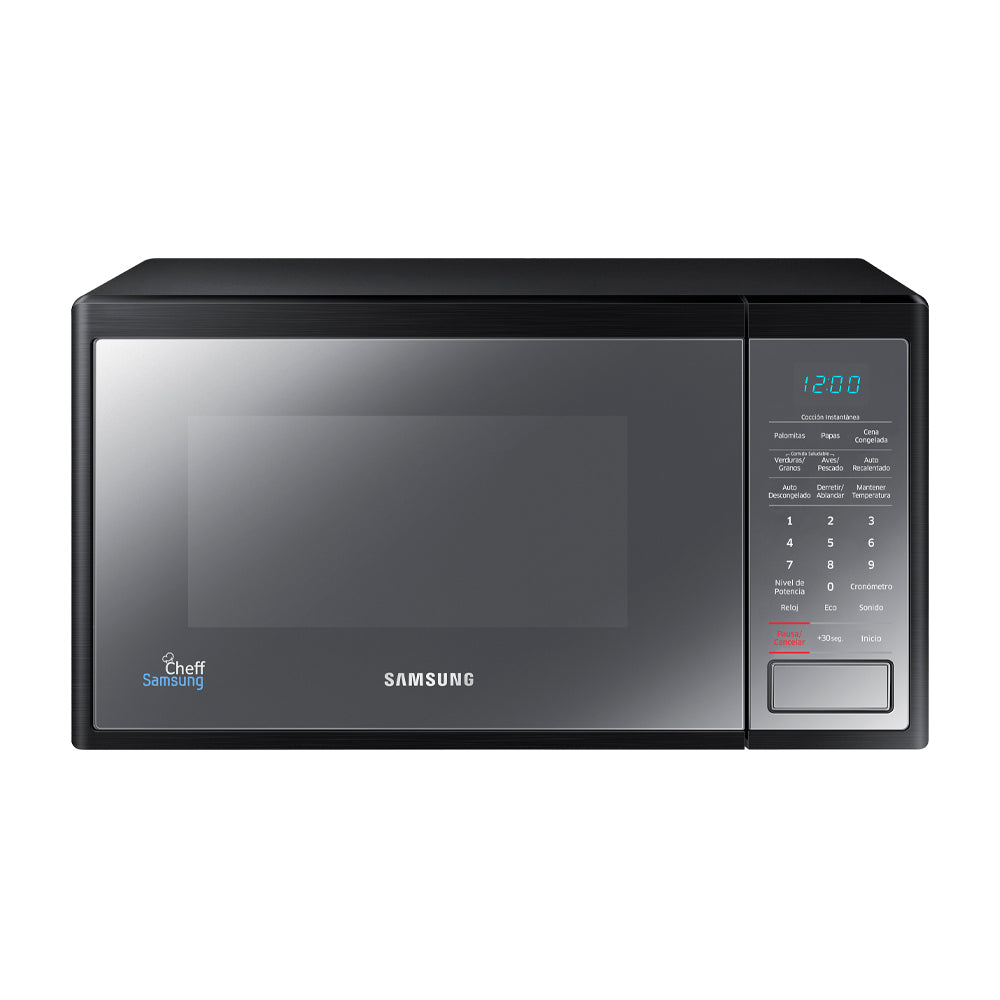Samsung Microondas de 750W | Tipo Espejo | Interior de Cerámica Esmaltada | Modo Eco | 0.8p3 | Negro