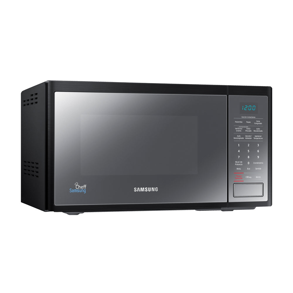 Samsung Microondas de 750W | Tipo Espejo | Interior de Cerámica Esmaltada | Modo Eco | 0.8p3 | Negro