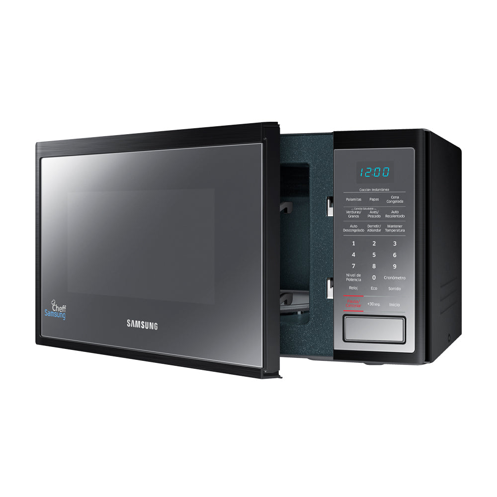 Samsung Microondas de 1200W | Tipo Espejo | Interior de Cerámica Esmaltada | Modo Eco | 0.8p3 | Negro