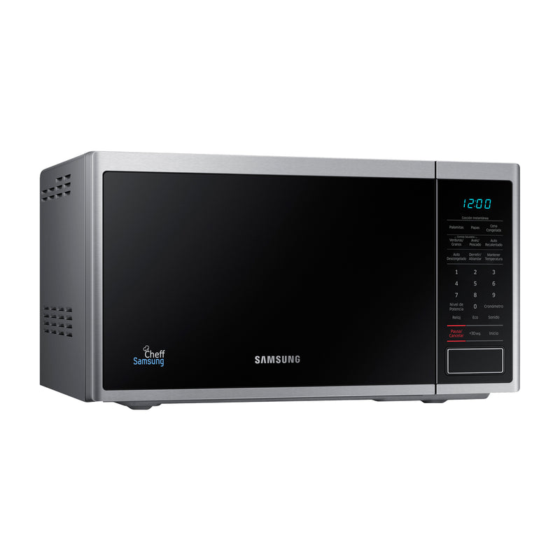 Samsung Microondas de 800W | Interior de Cerámica | Modo Eco | 0.8p3 | Plateado
