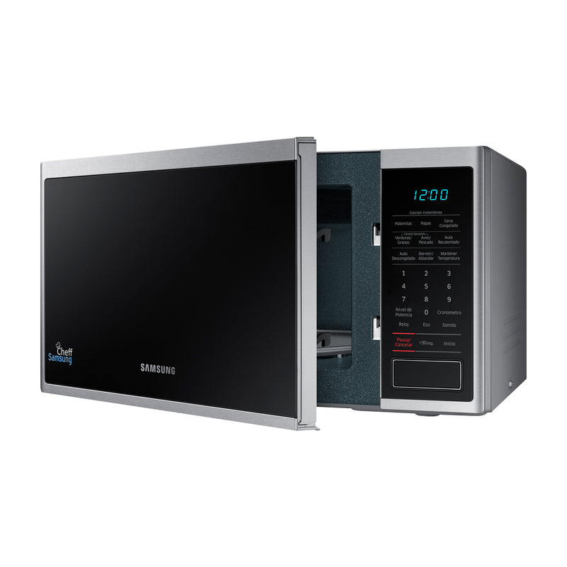 Samsung Microondas de 800W | Interior de Cerámica | Modo Eco | 0.8p3 | Plateado