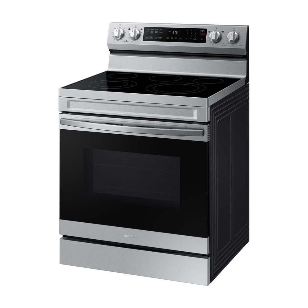 Samsung Estufa Eléctrica de Acero Inoxidable | 2-en-1 | WiFi Smart | 6.3p3 | Air Fryer | Convección | Control de Voz (Alexa y Google) | Panel Digital | 30" | 5 Quemadores