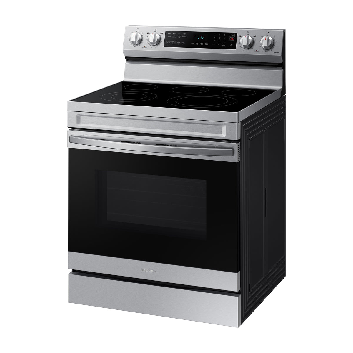 Samsung Estufa Eléctrica de Acero Inoxidable | 2-en-1 | WiFi Smart | 6.3p3 | Air Fryer | Convección | Control de Voz (Alexa y Google) | Panel Digital | 30" | 5 Quemadores