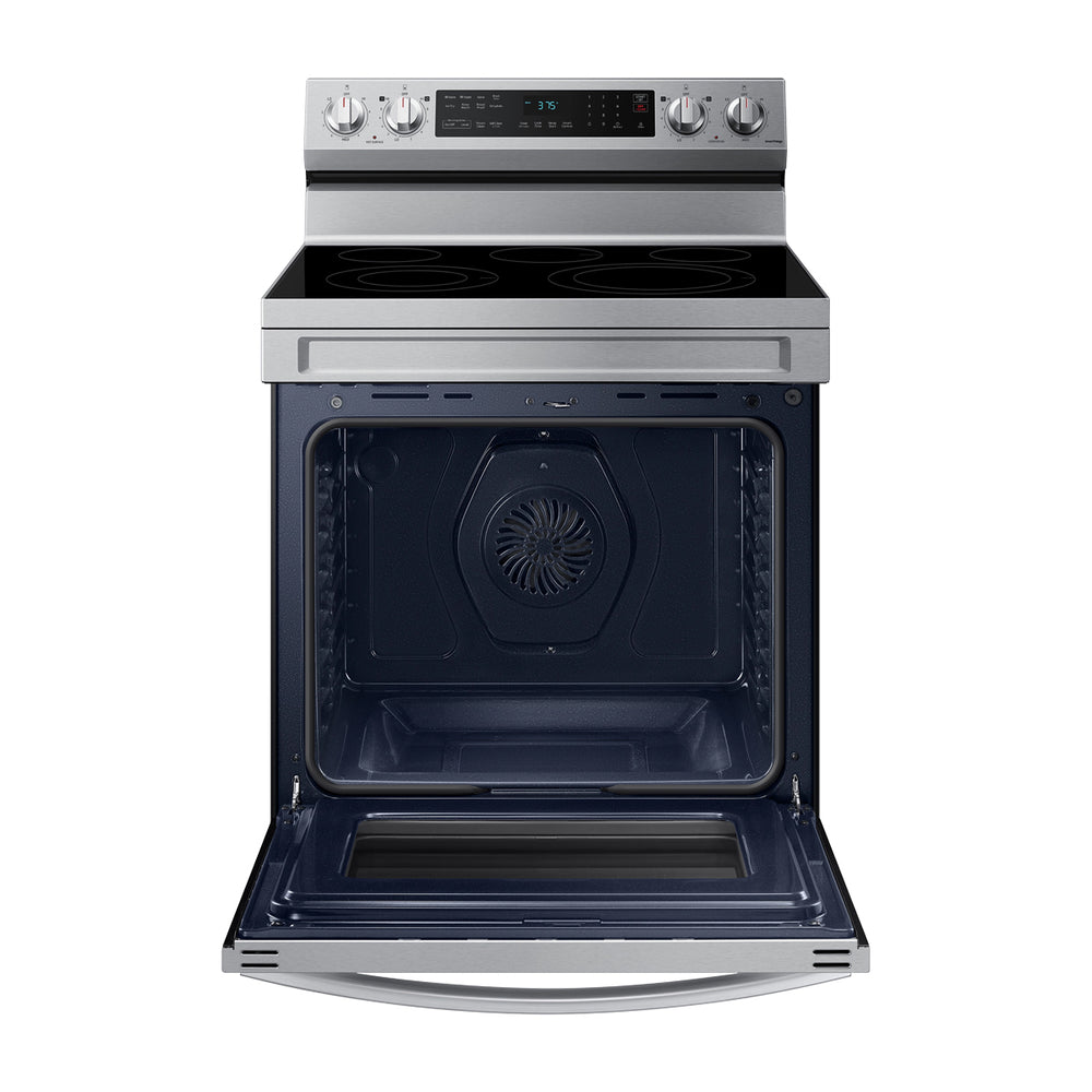 Samsung Estufa Eléctrica de Acero Inoxidable | 2-en-1 | WiFi Smart | 6.3p3 | Air Fryer | Convección | Control de Voz (Alexa y Google) | Panel Digital | 30" | 5 Quemadores