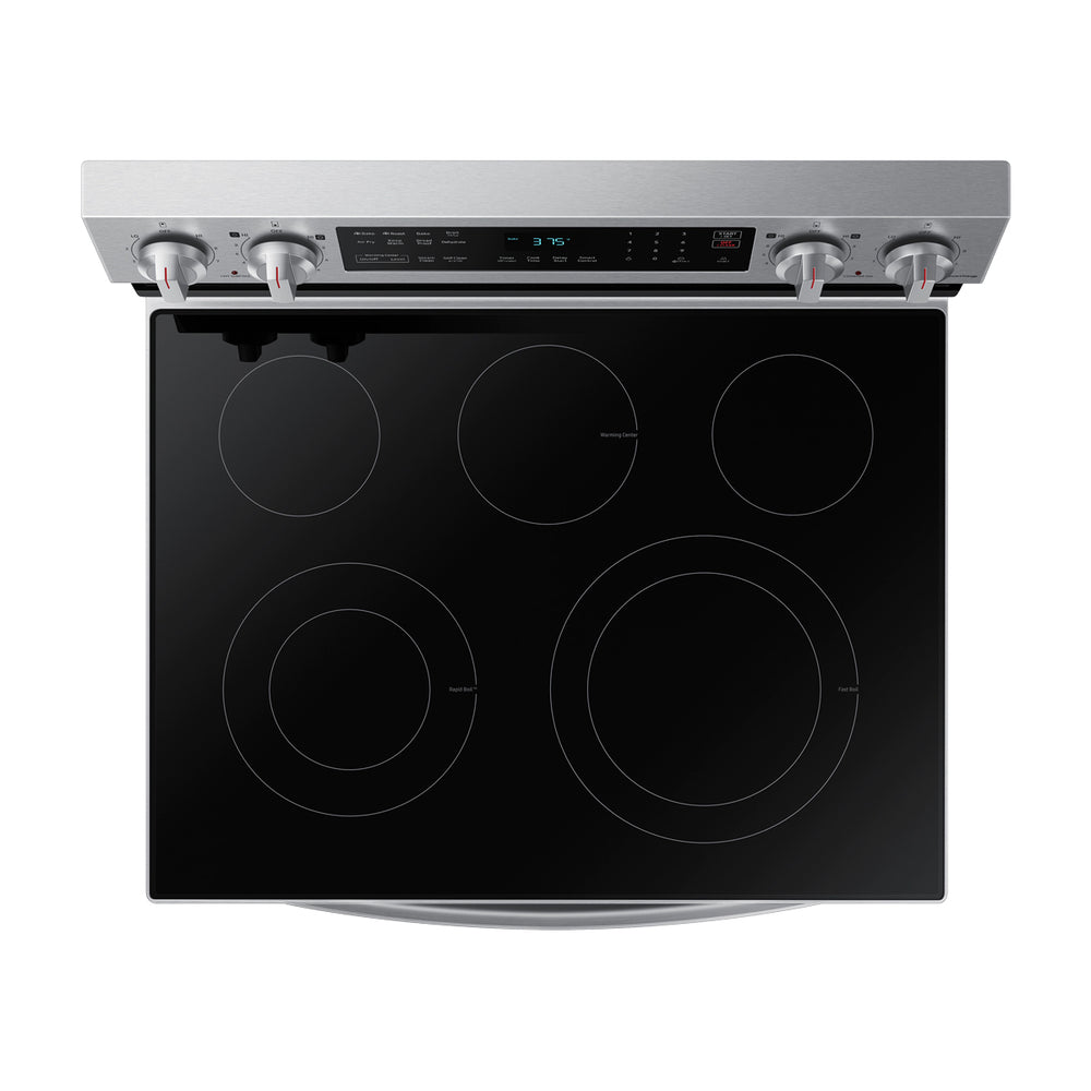 Samsung Estufa Eléctrica de Acero Inoxidable | 2-en-1 | WiFi Smart | 6.3p3 | Air Fryer | Convección | Control de Voz (Alexa y Google) | Panel Digital | 30" | 5 Quemadores