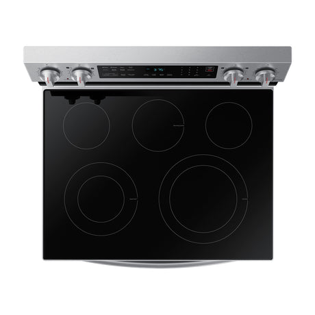 Samsung Estufa Eléctrica de Acero Inoxidable | 2-en-1 | WiFi Smart | 6.3p3 | Air Fryer | Convección | Control de Voz (Alexa y Google) | Panel Digital | 30" | 5 Quemadores
