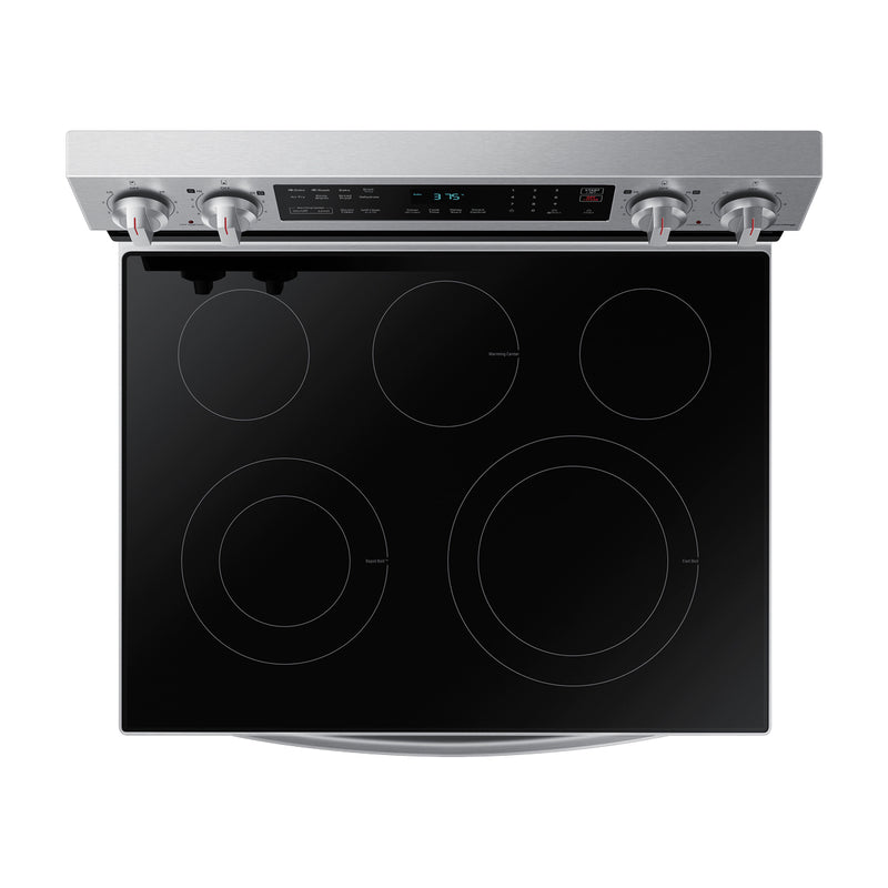 Samsung Estufa Eléctrica de Acero Inoxidable | 2-en-1 | WiFi Smart | 6.3p3 | Air Fryer | Convección | Control de Voz (Alexa y Google) | Panel Digital | 30" | 5 Quemadores