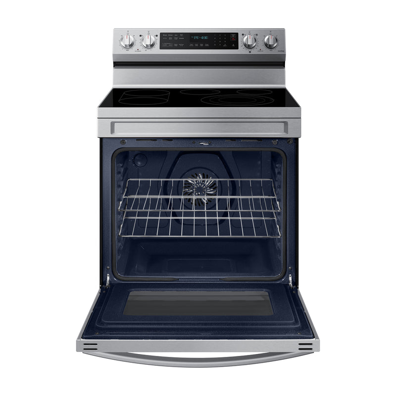Samsung Estufa Eléctrica de Acero Inoxidable | 3-en-1 | WiFi Smart | 6.3p3 | Air Fryer | True Convection | Control de Voz (Alexa y Google) | Panel Digital | Plancha | 30" | 5 Quemadores