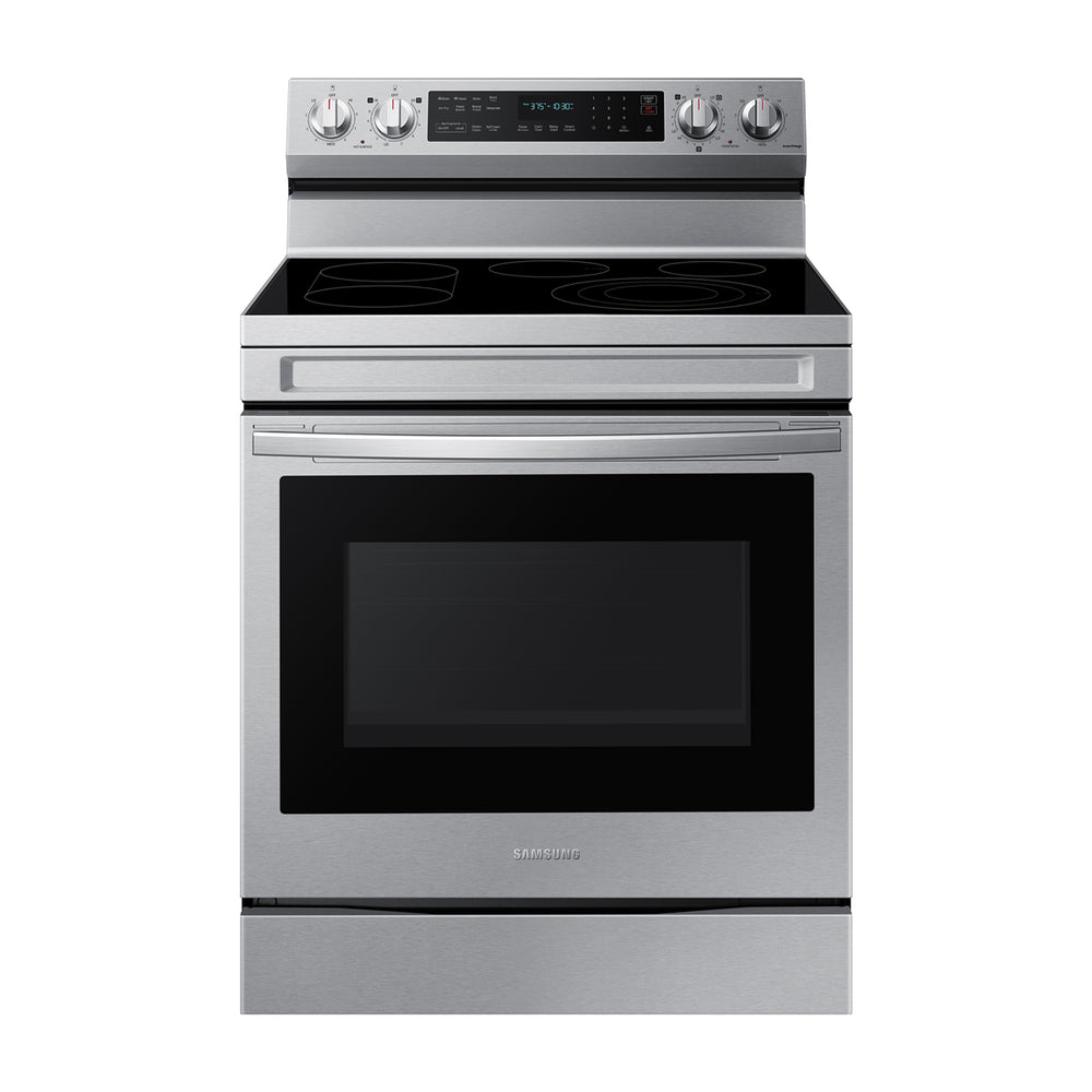 Samsung Estufa Eléctrica de Acero Inoxidable | 3-en-1 | WiFi Smart | 6.3p3 | Air Fryer | True Convection | Control de Voz (Alexa y Google) | Panel Digital | Plancha | 30" | 5 Quemadores