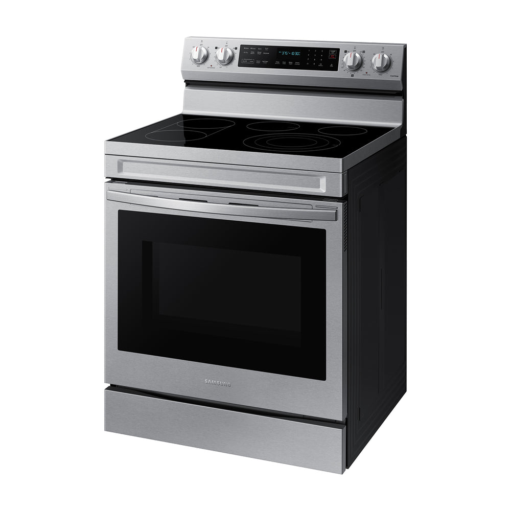 Samsung Estufa Eléctrica de Acero Inoxidable | 3-en-1 | WiFi Smart | 6.3p3 | Air Fryer | True Convection | Control de Voz (Alexa y Google) | Panel Digital | Plancha | 30" | 5 Quemadores