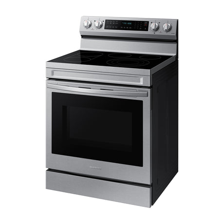 Samsung Estufa Eléctrica de Acero Inoxidable | 3-en-1 | WiFi Smart | 6.3p3 | Air Fryer | True Convection | Control de Voz (Alexa y Google) | Panel Digital | Plancha | 30" | 5 Quemadores