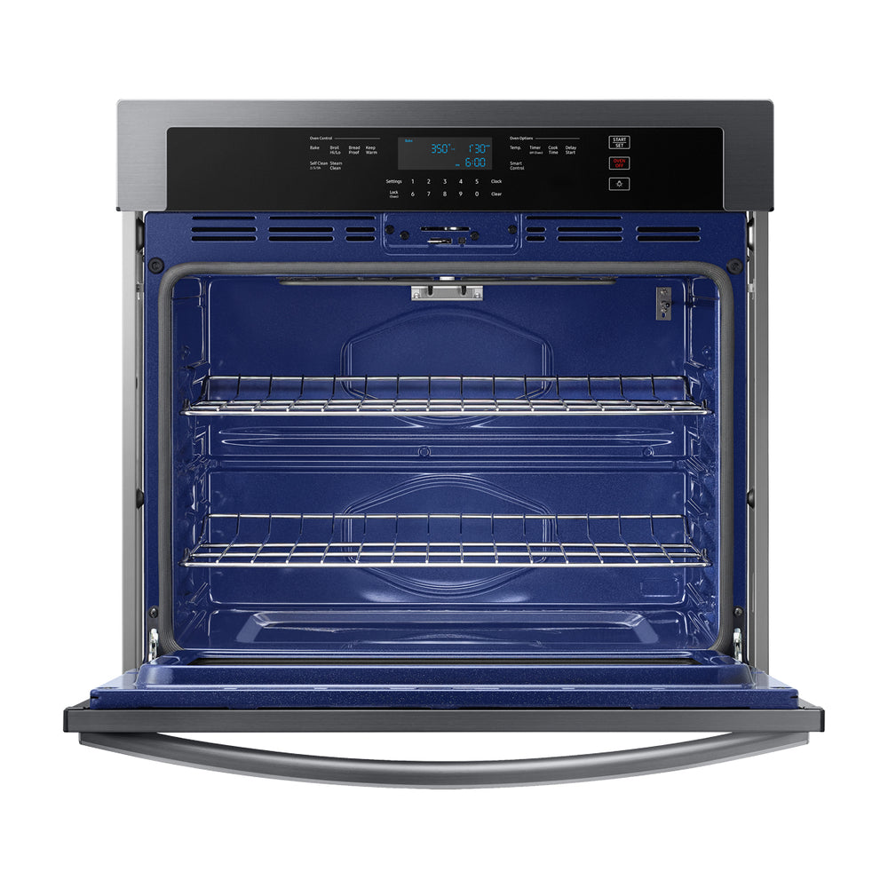 Samsung Horno Multifuncional Empotrable Eléctrico | 30" | 5.1p3 | WiFi | Control Táctil Digital | Interior de Cerámica Azul | Self / Steam Clean | 285°C | Negro