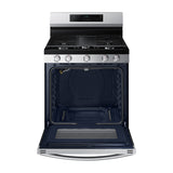 Samsung Estufa a Gas de Acero Inoxidable | WiFi Smart | 6p3 | Hornalla Doble 17.000 BTU | Control de Voz (Alexa y Google) | Panel Digital | Plancha | 30" | 5 Quemadores